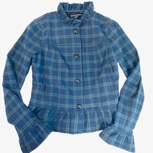 Banana Republic Blue Green Plaid Jacket Small, 2